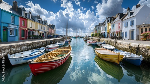 Colorful harbor of La Trinité sur Mer in Brittany, Morbihan photo