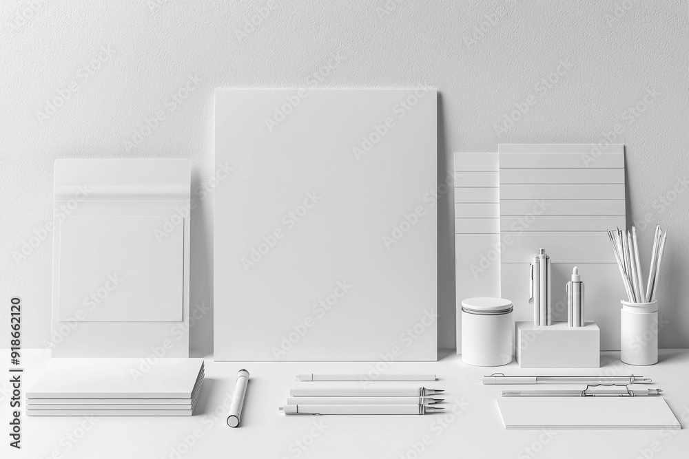 Realistic blank stationery set mockup isolated created with generative ai Realistic blank stationery set mockup isolated created with generative ai
