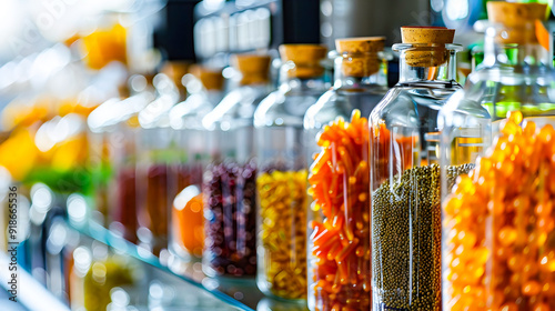 Wallpaper Mural Rows of Glass Jars with Dried Fruits and Spices in Alchemical Style Torontodigital.ca