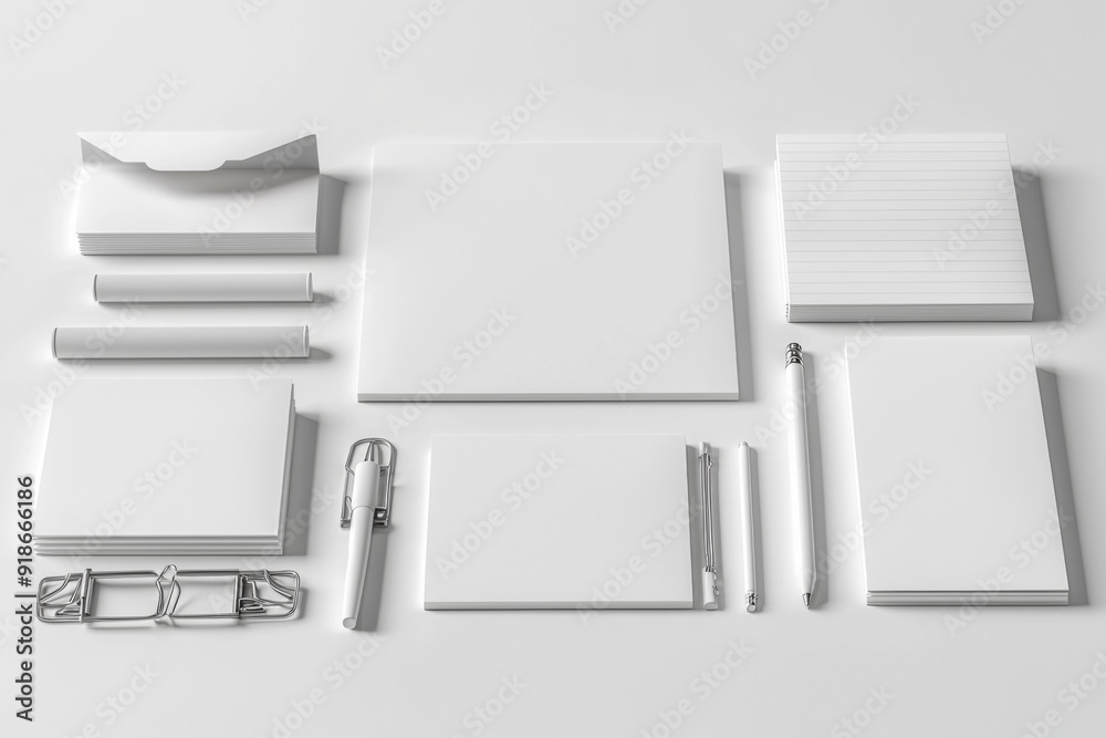 Realistic blank stationery set mockup isolated created with generative ai Realistic blank stationery set mockup isolated created with generative ai