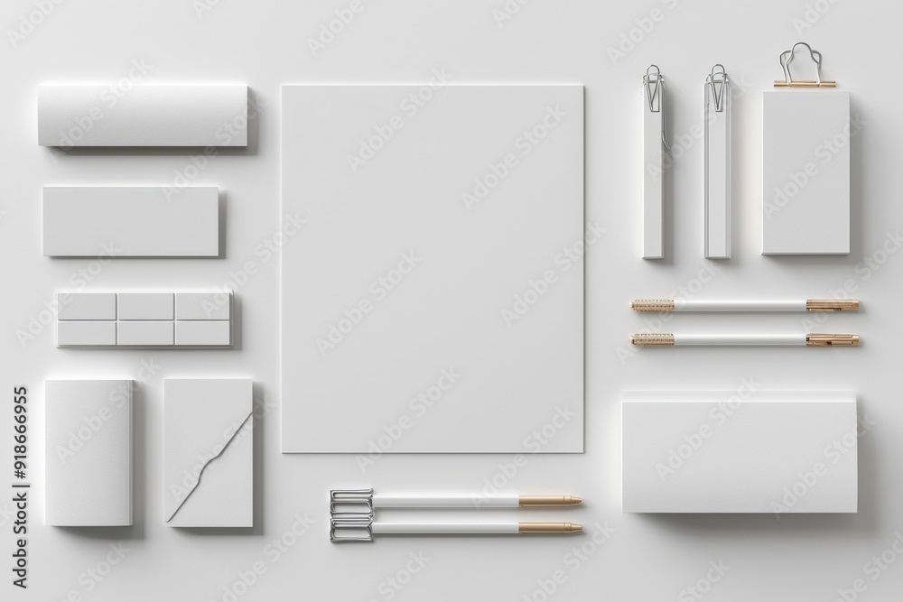 Realistic blank stationery set mockup isolated created with generative ai Realistic blank stationery set mockup isolated created with generative ai