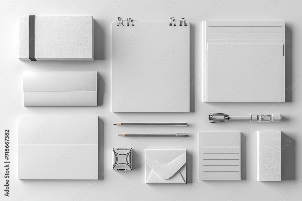 Realistic blank stationery set mockup isolated created with generative ai Realistic blank stationery set mockup isolated created with generative ai