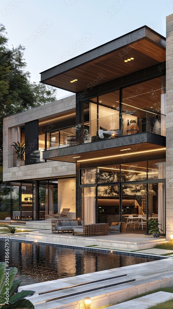 Minimalist urban villa with large, open spaces.