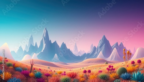 Colorful Surreal Desert Landscape.