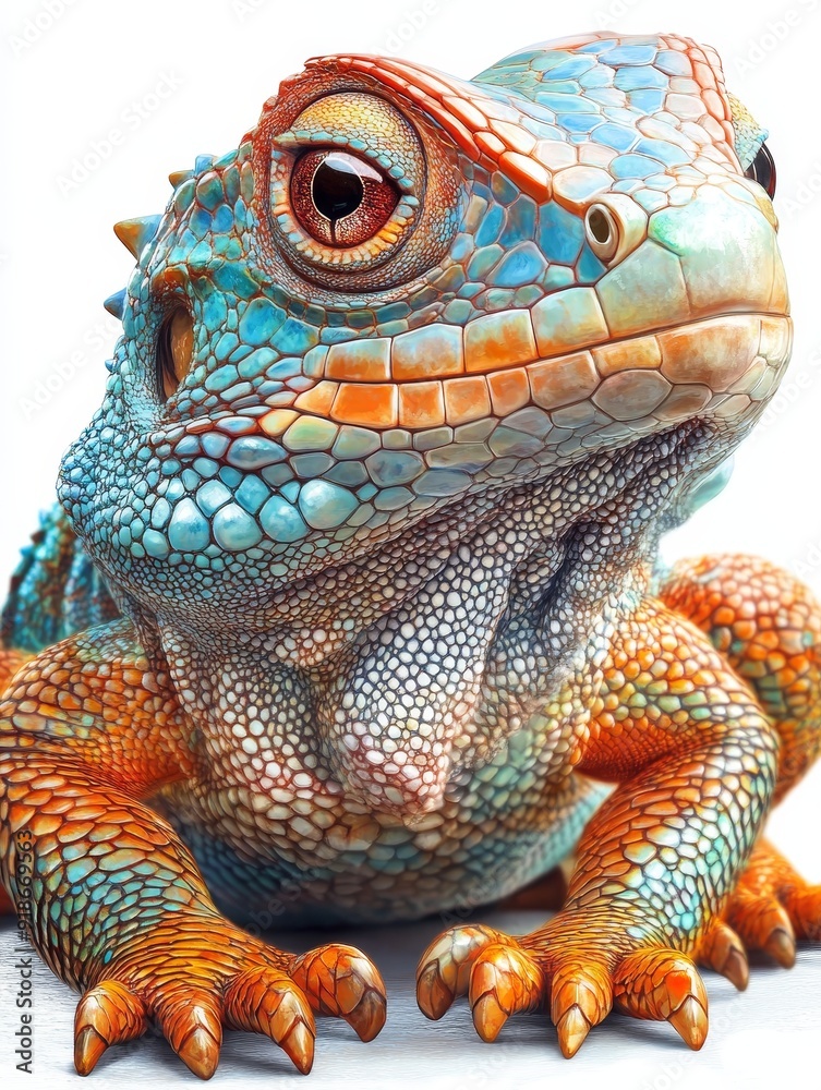 Fototapeta premium Close-Up Portrait of a Vibrant Lizard