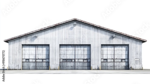 Wallpaper Mural Industrial Building with Three Large Garage Doors Torontodigital.ca