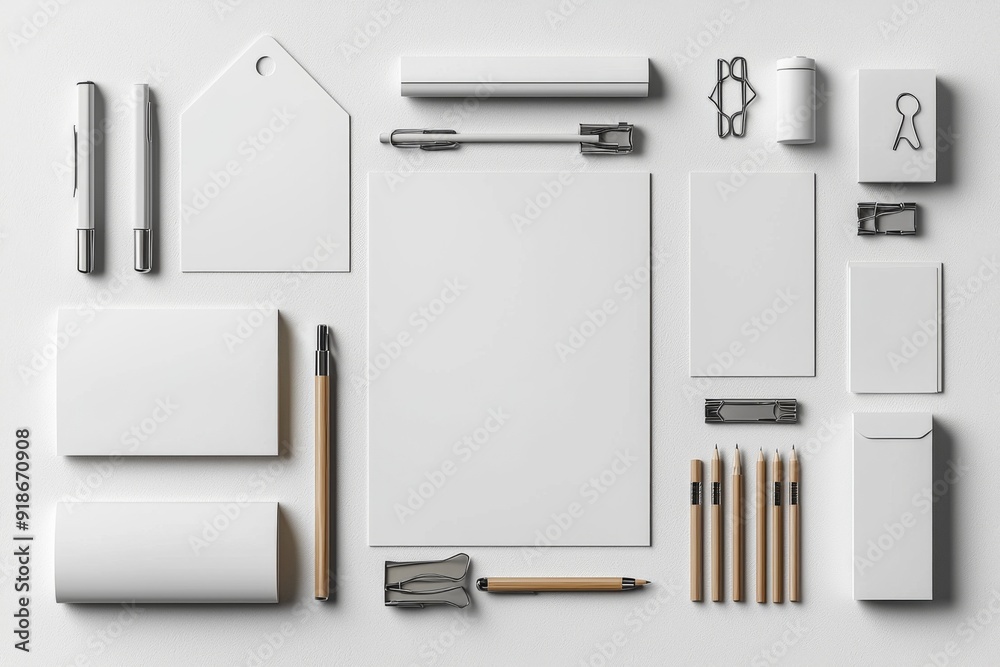 Realistic blank stationery set mockup isolated created with generative ai Realistic blank stationery set mockup isolated created with generative ai