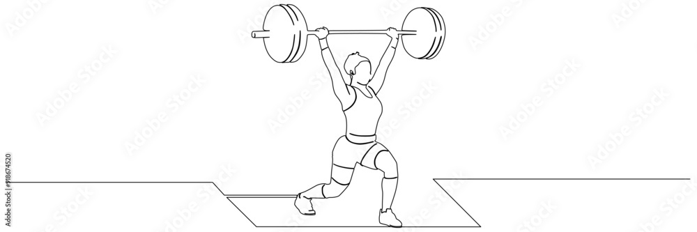 Obraz premium line art weightlifting illustration background 