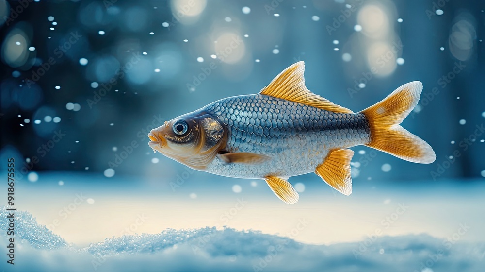 Fototapeta premium fish isolated on winter background