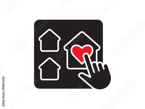 Icon a house representation, isolated against a clean background. This simple vector symbol evokes a sense of warmth and security, embodying the concept of home.