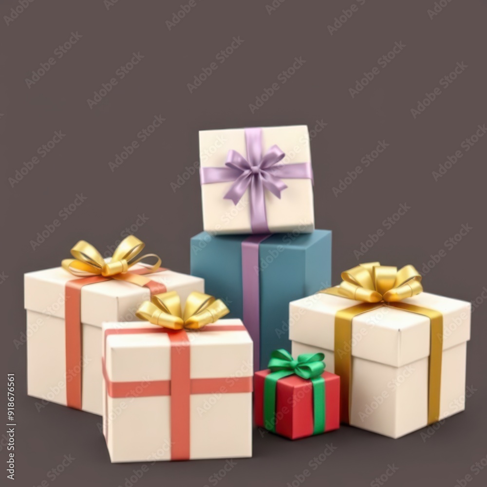 Stack of Gift Boxes with Bows.