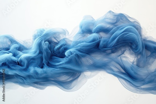 ethereal blue smoke explosion swirling tendrils against white backdrop dynamic movement mystical atmosphere abstract art photography