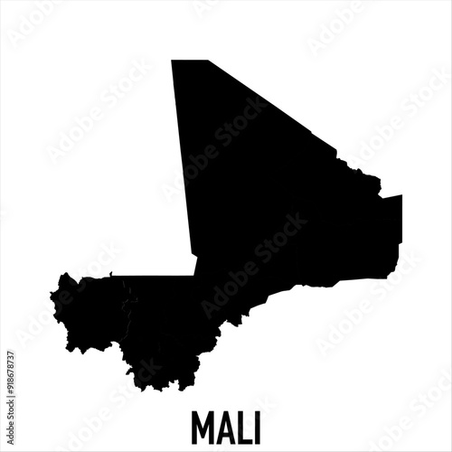Mali Map - black World Map International vector template with High detailed isolated on white background - Vector