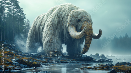 Giant Wooly Mammoth in the icy Forest