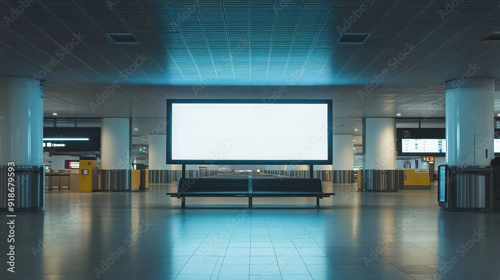 Blank Billboard in an Empty Airport Terminal Blank Billboard in an Empty Airport Terminal