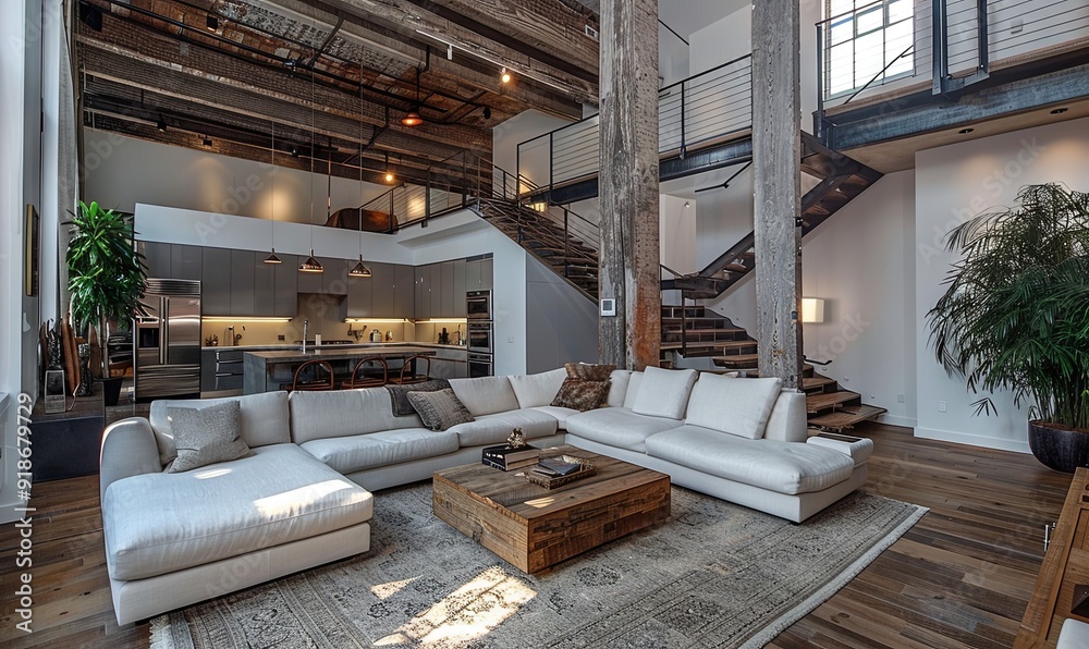 Luxurious urban loft with high-end finishes. Luxurious urban loft with high-end finishes.