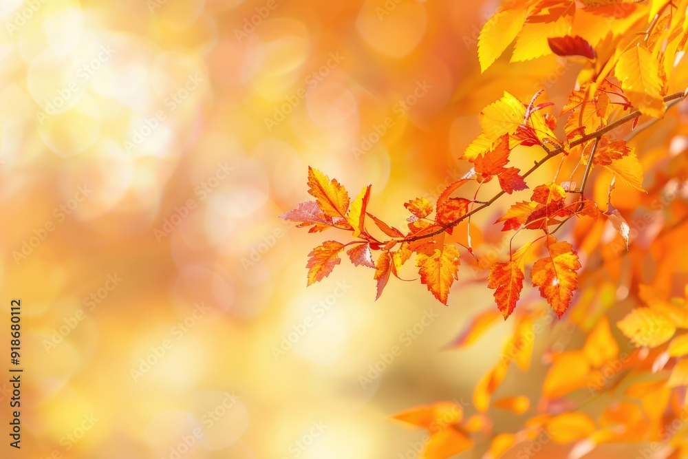 A close-up shot of a branch from a tree with bright yellow leaves, great for autumn or nature-inspired designs A close-up shot of a branch from a tree with bright yellow leaves, great for autumn or nature-inspired designs