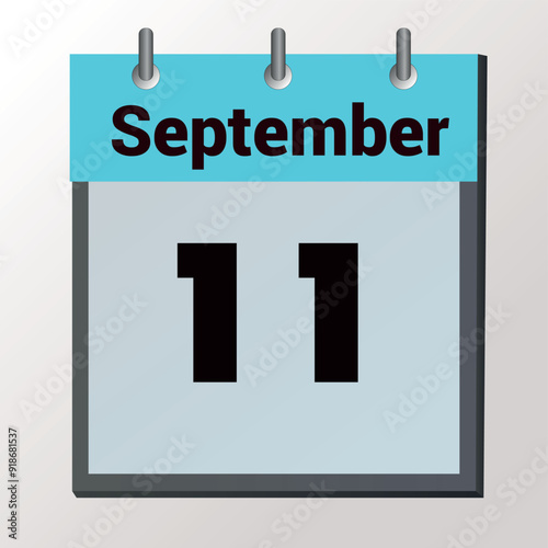 vector calendar page with date September 11, light colors