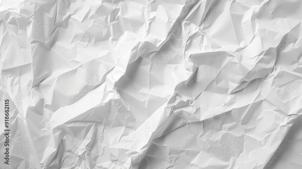 Fototapeta premium Crumpled white paper texture, generative ai