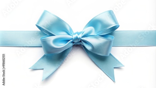 A blue ribbon with a bow is shown on a white background