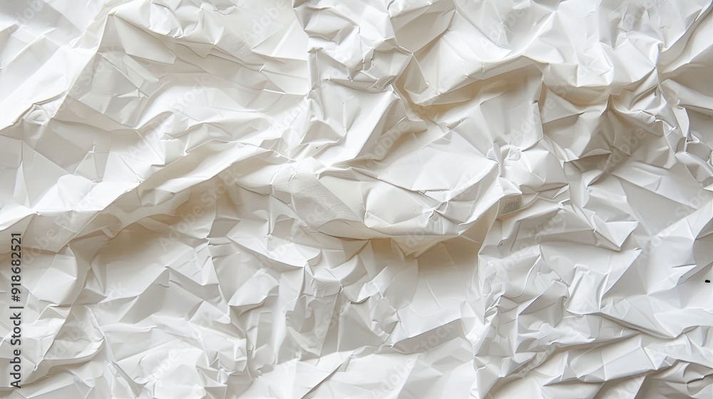 Obraz premium Crumpled white paper texture, generative ai