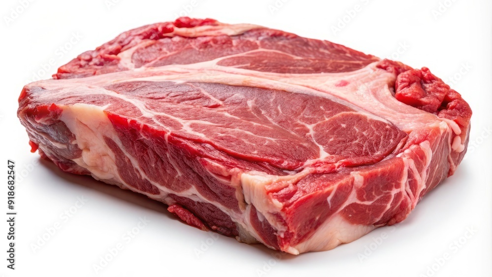 A piece of meat is cut in half and is red in color A piece of meat is cut in half and is red in color