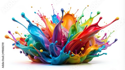 A colorful painting of a flower with a splash of paint