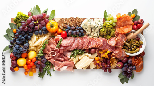 Gourmet Charcuterie Board: A feast for the eyes and palate, this carefully curated charcuterie board is a symphony of flavors and textures. From succulent meats and cheeses to fresh fruits and vegetab photo