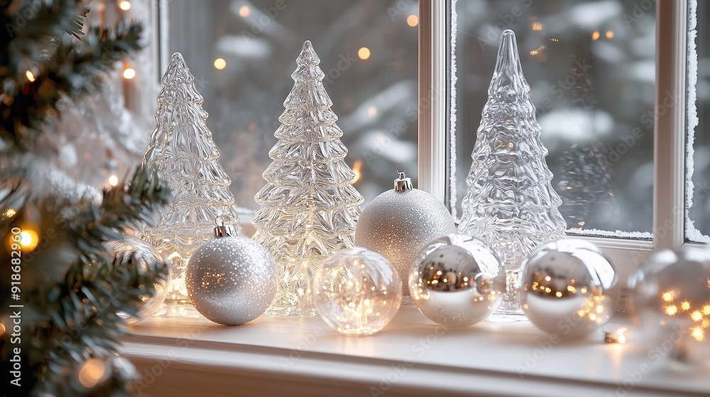 custom made wallpaper toronto digitalガラスのクリスマスツリー　窓辺のディスプレー