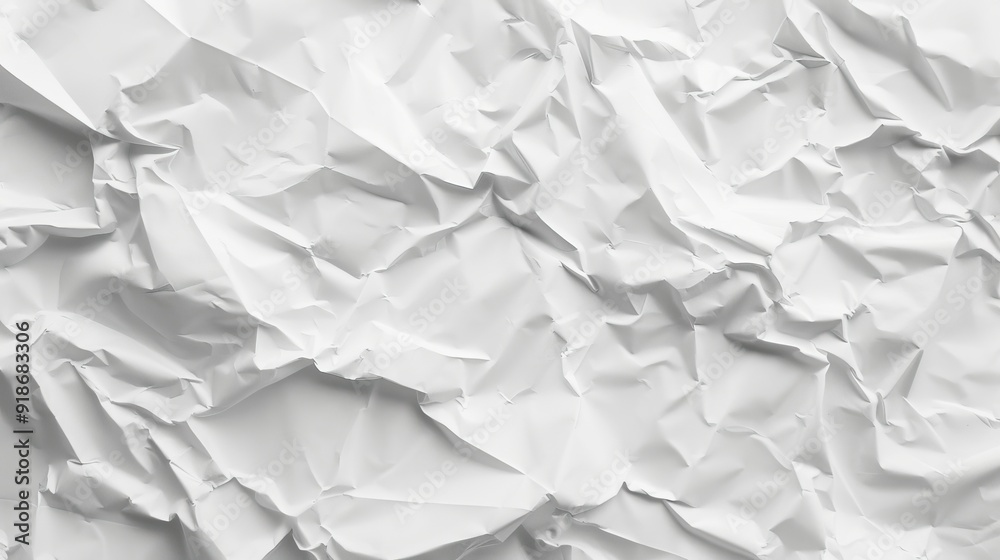 Obraz premium Crumpled white paper texture, generative ai