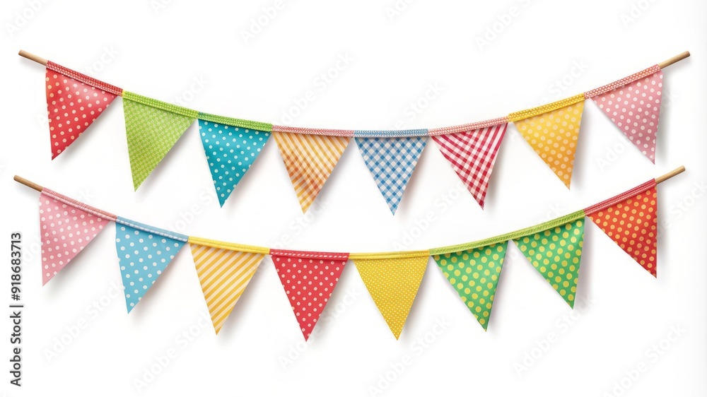 Fototapeta premium A colorful banner with many flags hanging from a string
