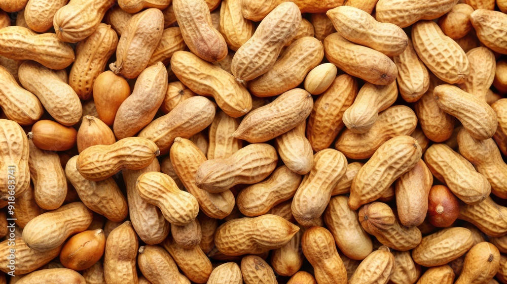 Obraz premium A bunch of peanuts are shown in a close up