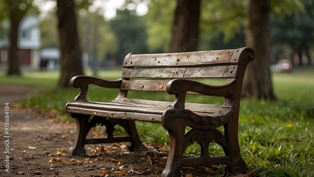 old wooden park bench