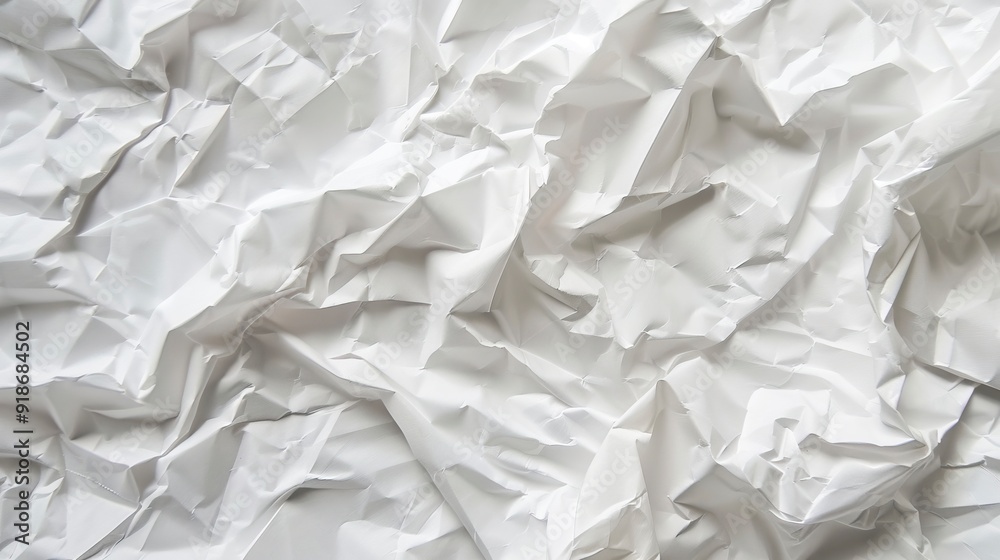 Obraz premium Crumpled white paper texture, generative ai
