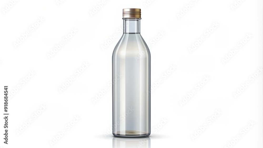 A clear bottle with a gold top