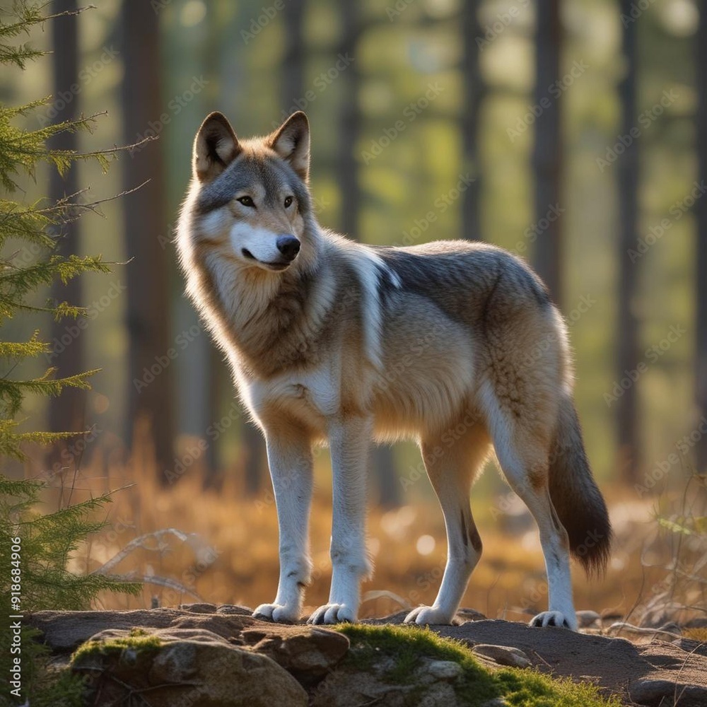 Fototapeta premium Wild Wolf In Nature With Sophisticated And Elegant Professional