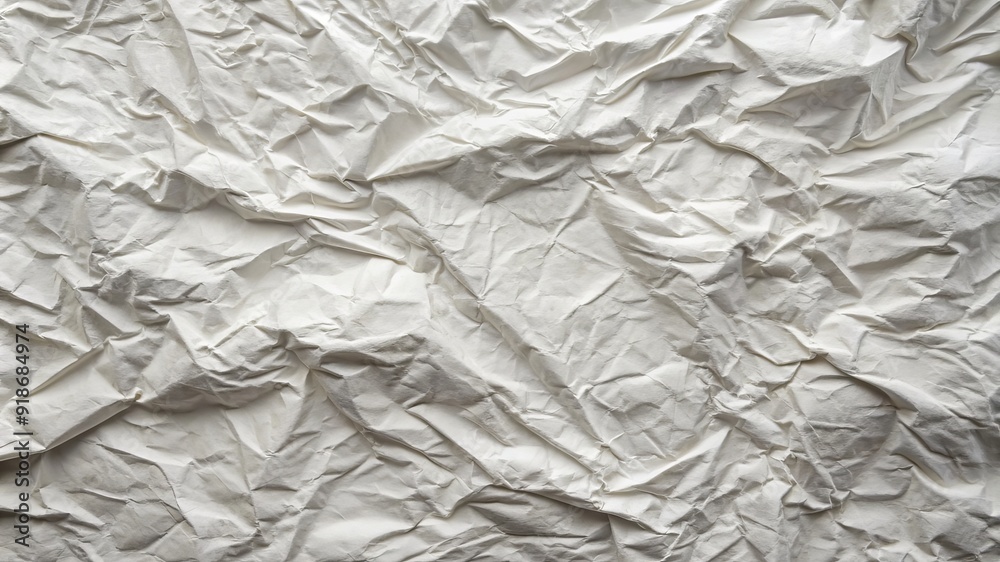 Fototapeta premium A white paper with a lot of wrinkles and creases