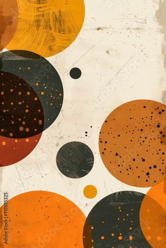 Modern Abstract Art in Orange Brown and Yellow Color Palette photo