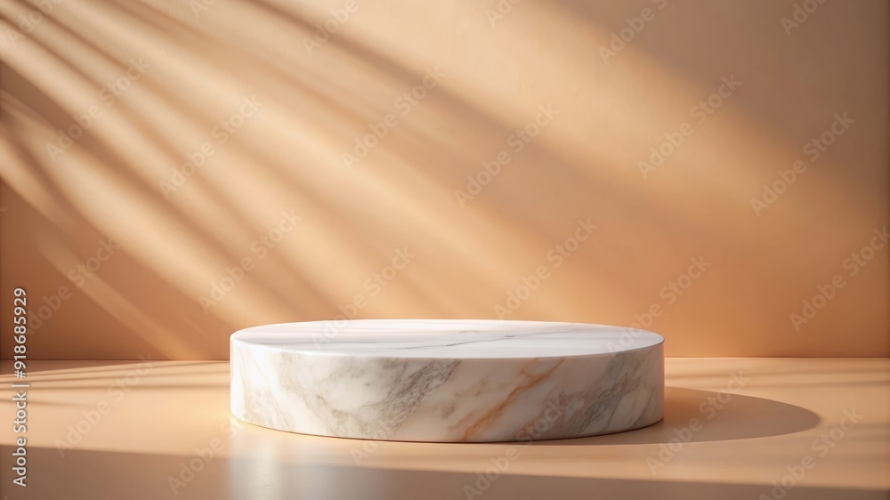 A white marble pedestal sits in a room with a light shining on it A white marble pedestal sits in a room with a light shining on it