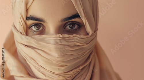 Woman in hijab with covered face
 photo