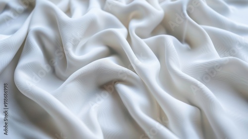 Elegantly draping white silk fabric provides a luxurious and soft abstract backdrop, perfect for fashion or wedding designs