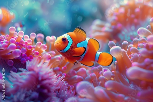 Clownfish Amidst Vibrant Coral Reef