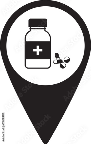 illustration of drug store map pin icon