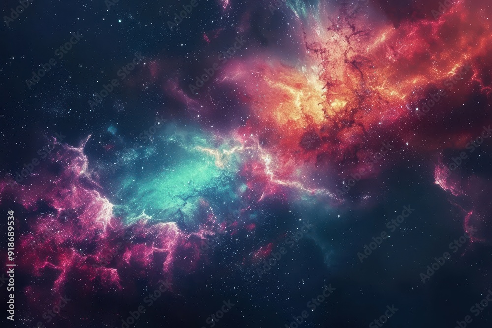Fototapeta premium Glowing Nebula and Gaseous Space Clouds with Stars