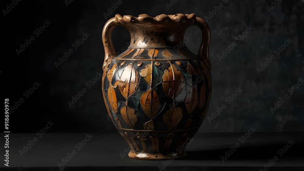 antique fractured amphore vase isolated on Black or transparent png antique fractured amphore vase isolated on Black or transparent png