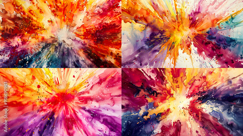 Wallpaper Mural Abstract explosion with watercolor salt texture, vivid bursts, and energetic colors  Torontodigital.ca