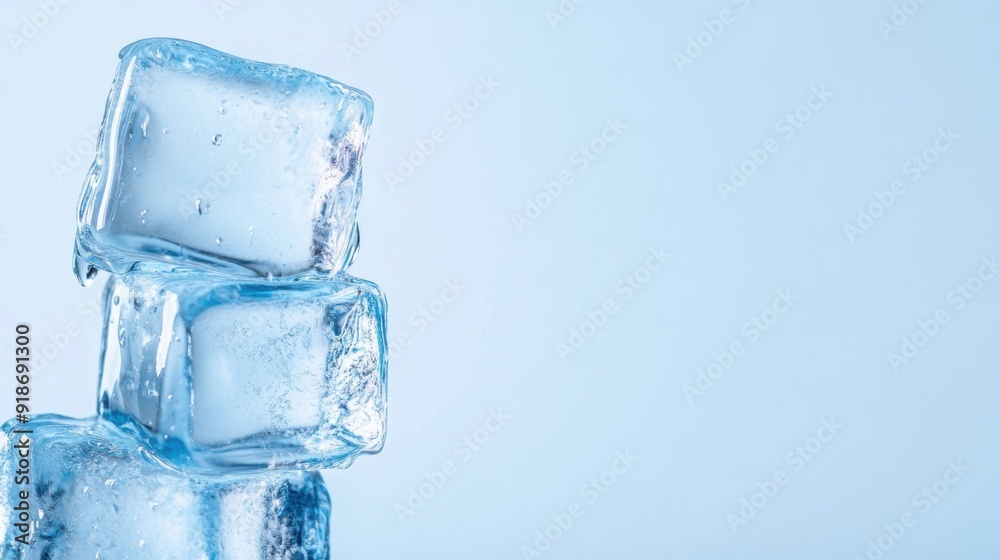 Melting ice cubes drip on a smooth white surface, reflecting coolness in a warm setting Melting ice cubes drip on a smooth white surface, reflecting coolness in a warm setting