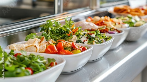 Wallpaper Mural Freshly prepared meals featuring vibrant salads set on display in a cafeteria Torontodigital.ca