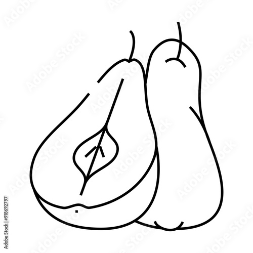 pear yellow cut line icon vector. pear yellow cut sign. isolated contour symbol black illustration