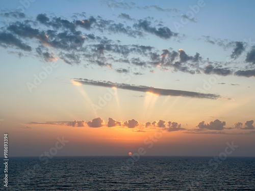 Beautiful sunset over the Aegean Sea photo